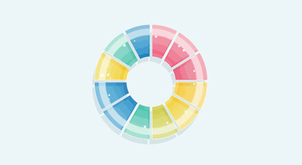 Fototapeta premium Abstract Circular Infographic with Twelve Colorful Segmented Sections