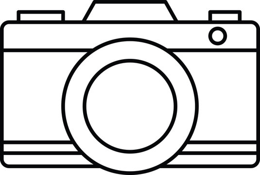 camera icon vector,   photo icon vector PNG transparent, Minimalist outline illustration of a camera with sparkle, transparent background, ideal for graphic design elements and creative projects. Phot