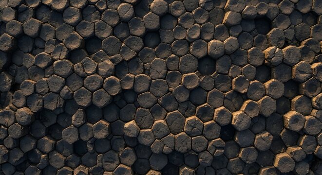 Abstract natural geometric pattern of basalt columns at Giant's Causeway