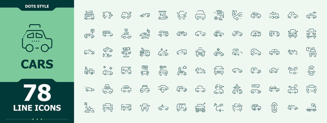 Obraz premium Cars icon collection. It contains symbols to car, hybrid, automobile, taxi and more. Taxi icon set. Collection of simple line web icons. Pictogram and infographic.