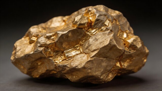 Large gold nugget on dark surface