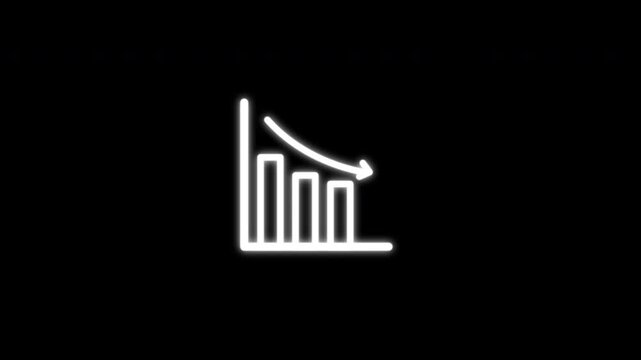 Statistic Descending bar chart arrow with glow animation