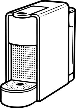 Modern Capsule Coffee Machine Black and White Vector Illustration