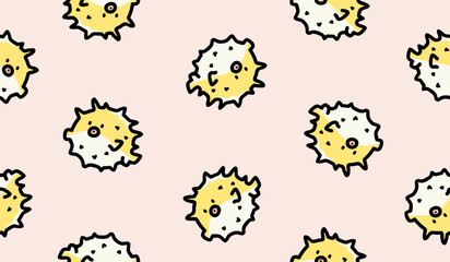 Cute puffer fish seamless pattern background © rupa