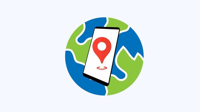 Phone location pin on a stylized earth perfect for technology, travel apps, navigation tools, global positioning services, mobile applications.