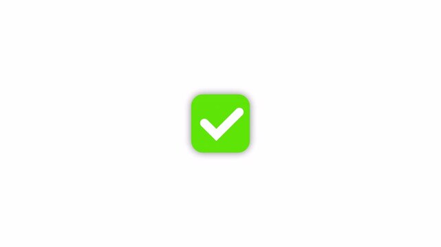 Check mark icon animation video, tick or cross confirm correct accept and reject select checkbox  symbol with transparent background in 4k.