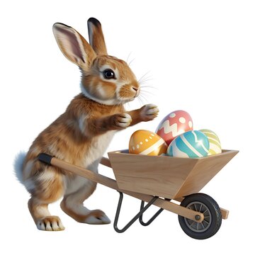 Easter day celebration with easter bunny and colorful eggs