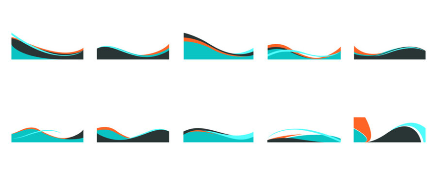 Set of Modern Geometric Wave Footer Design