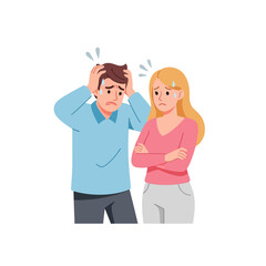 Obraz premium Couple stressed and confused, hand on head, worry and anxiety, isolated on white