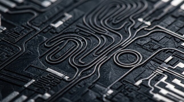 Light on silicon: the microscopic waveguides of a photonic chip channeling data through solid state.