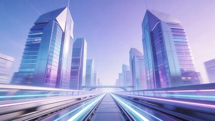 Fototapeta premium Futuristic city with highspeed train
