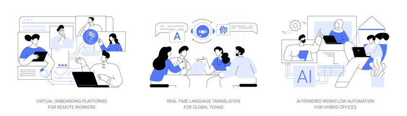 Fototapeta premium AI and Digital Tools Optimizing Workflows abstract concept vector illustrations.