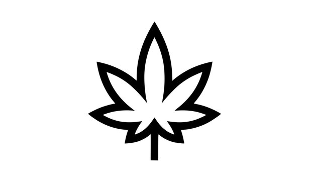 Flat cannabis leaf icon geometric minimal marijuana plant vector illustration isolated on white