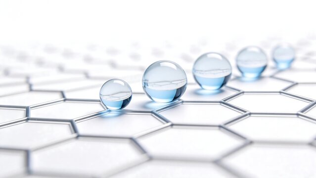 Glass spheres on hexagonal grid