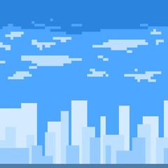 Obraz premium Pixel art Illustration of a blue city.abstract background for application