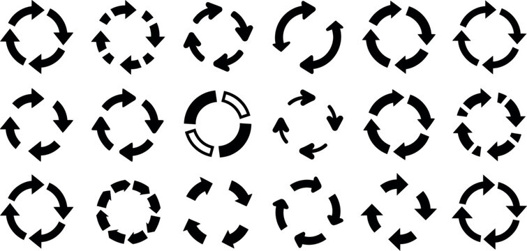 Collection of circular arrows in various configurations
