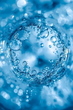 Clean Energy Hydrogen Production Concept with Glowing Blue Gas Bubbles in Conduit