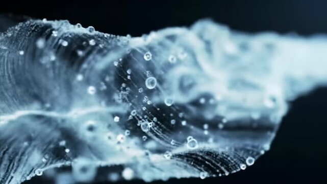 Sleek, high-resolution cgi visualization of a dense, luminous stream of abstract digital particles and liquid energy moving left to right, with coalescing nodes against a futuristic dark background,