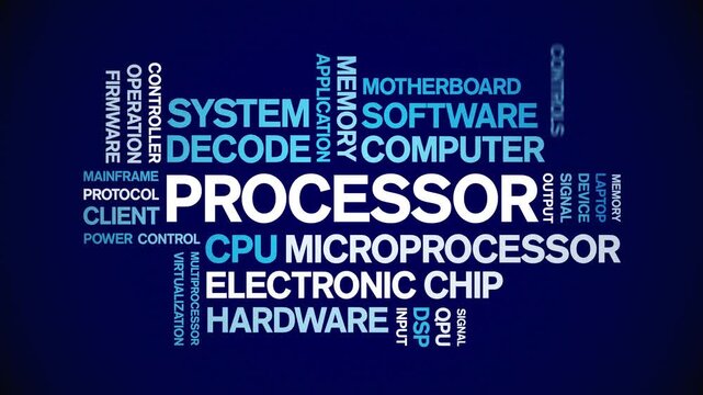 Processor animated word cloud-text design animation tag kinetic typography seamless loop.