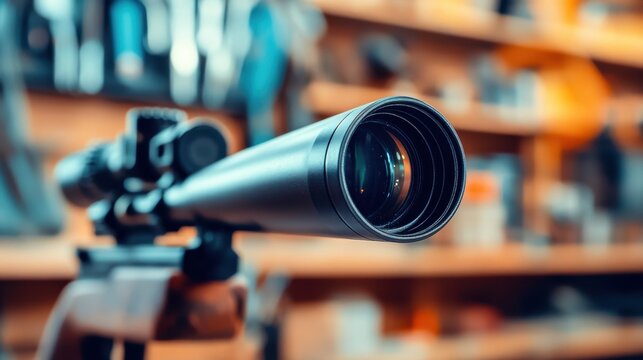 Close up of a hunting scope with anodized aluminum body