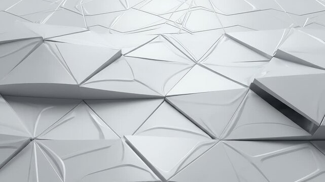 Abstract 3D geometric design with sharp angles and smooth, undulating surfaces in white