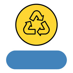 Obraz premium Yellow Recycle Icon with Blue Bar