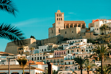 Historic Dalt Vila and Ibiza Cathedral under a clear blue sky, Ibiza, Balearic Islands, Spain. © Rostislav Glinsky