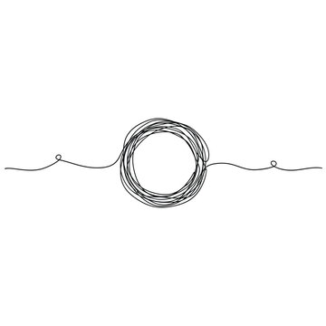 Abstract Scribble Circle Minimalist Continuous One Line Drawing