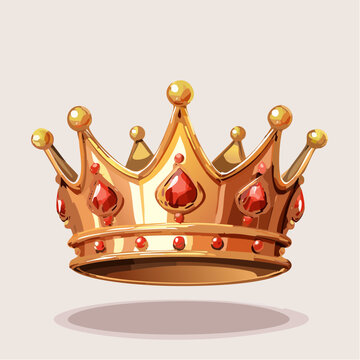 Crown design with red jewels and yellow details placed on a light background during daytime