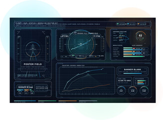 Fototapeta premium A futuristic flight HUD interface featuring modular vector elements