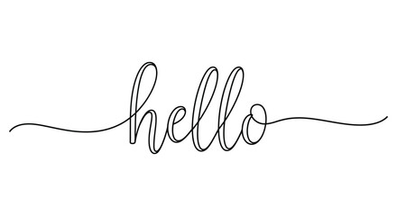 Minimalist Continuous Line Drawing of "Hello" Word in Calligraphy Style © Line Home