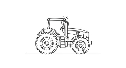 Modern farm tractor machine in continuous one line drawing for agriculture concept © Line Home
