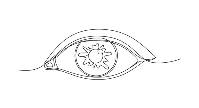 Artistic Continuous Line Drawing of a Human Eye Symbolizing Vision and Focus