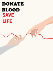 Donate blood save life poster with hands and connecting red line © SmartVector Studio