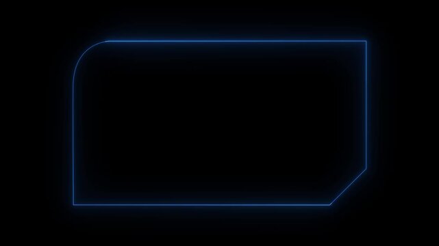 HUD square digital futuristic frame on black background, HUD frame, information call box bars, neon box pattern, neon digital hud lights, looping video, alpha channel