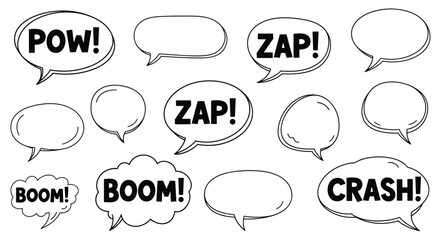 Comic Book Speech Bubbles with Sound Effects - POW, ZAP, BOOM, CRASH © Arsyadia