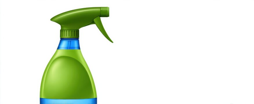 Vibrant green spray bottle containing refreshing blue liquid for cleaning and gardening tool use.