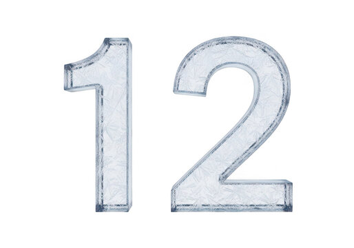 Icy glass number twelve a crystalline design element on transparent background