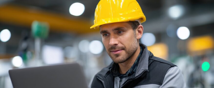 In a high-tech hive a caucasian technician boosts production efficiency via automated assembly insights.