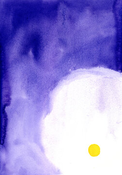 Abstract watercolor background with yellow dot and copy space