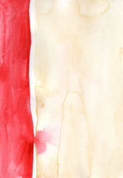 Abstract watercolor art background with red border and copy space