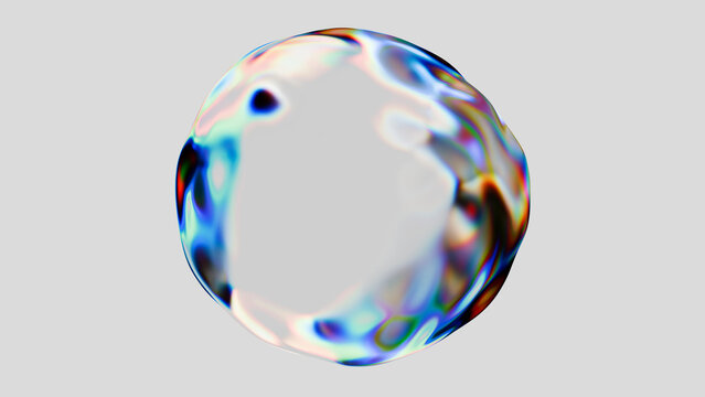 Glossy transparent glass bubble with reflection and refraction 3D rendering