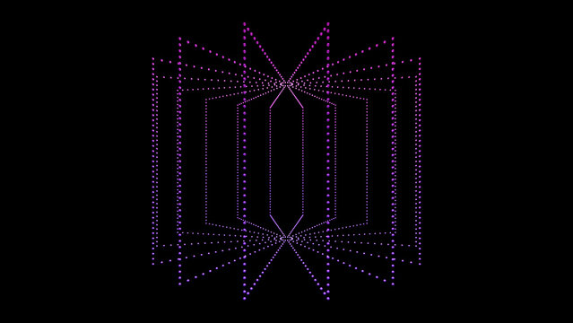 Abstract 3d rendering of symmetrical purple dot geometric pattern