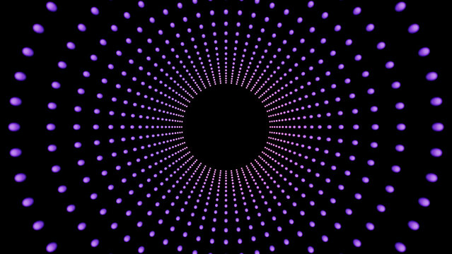 Radial purple dot pattern with geometric symmetry 3d illusion
