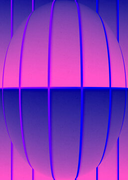 Abstract vaporwave sphere on pink purple and blue background