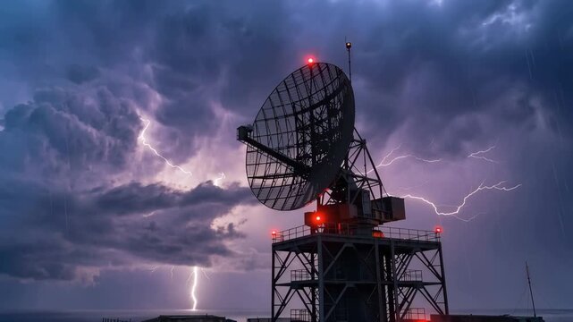 Radar Installation Against Stormy Sky