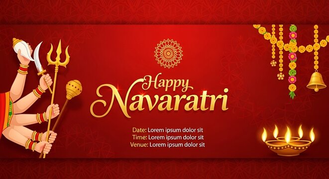 Illustration of Happy Durga Puja Subh Navratri