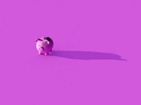 Piggy bank casting shadow symbolizing saving and finance concept