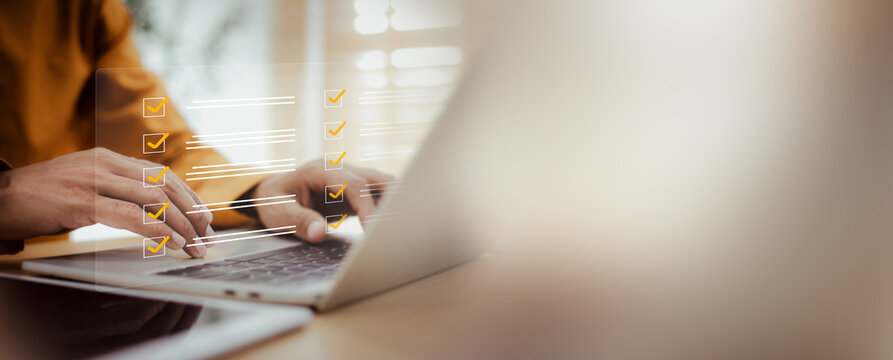 person ticks the checkmark in the box. on the list of documents , management, workflow optimization, productivity, audit, compliance, and digital transformation.