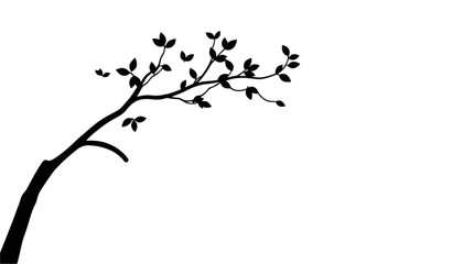 Obraz premium Tree Branch Silhouette with Leaves and Subtle Blue Glow Design